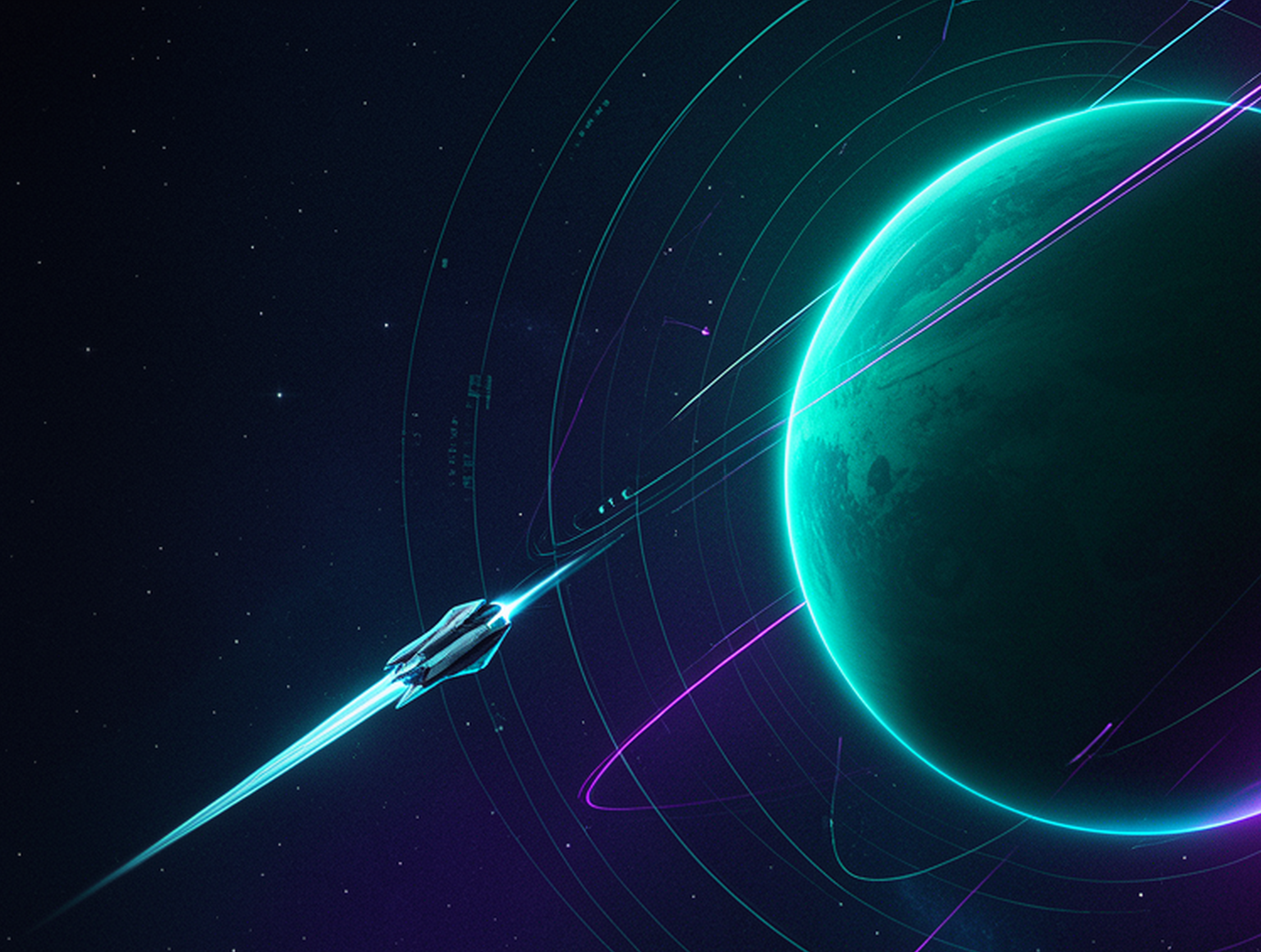 Orbital Break rocket flying near a glowing planet